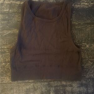 SKIMS Dark Brown Ribbed Crop Top